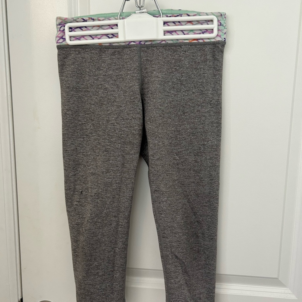 Ivivva Gray Kids Leggings with Patterned Waistband